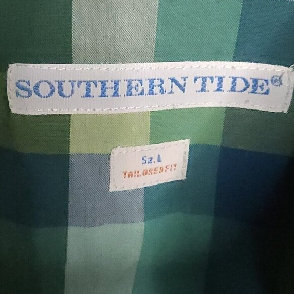 Southern Tide Mens Tailored Fit Green Plaid Long Sleeve Button Down Large - Picture 4 of 5
